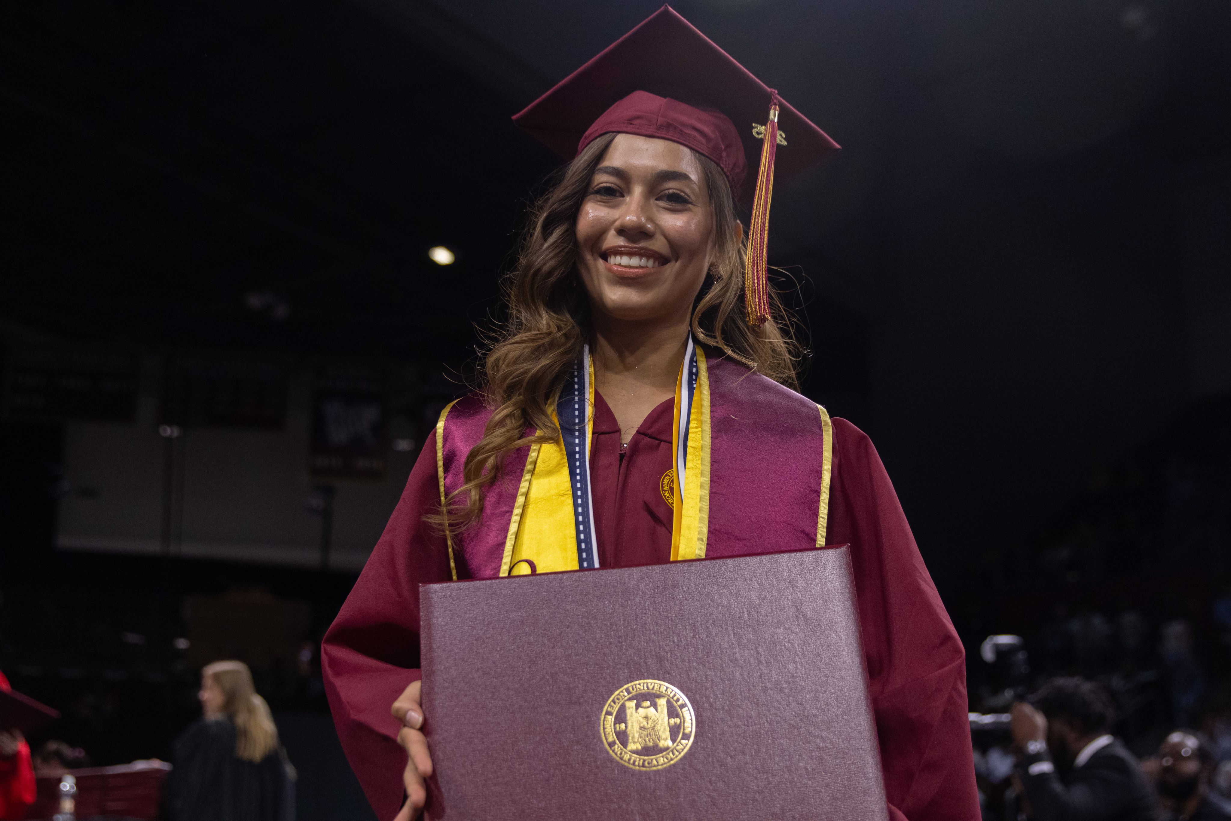 Two glowing jellyfish drift in the blue water.